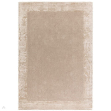 Ascot Modern Plain Hand-Woven Wool Centred Loop Pile Metallic Shimmer Wide Viscose Border Putty Beige/Champagne Rug-Asiatic Carpets-Rug Love - The Most Loved Rug Store